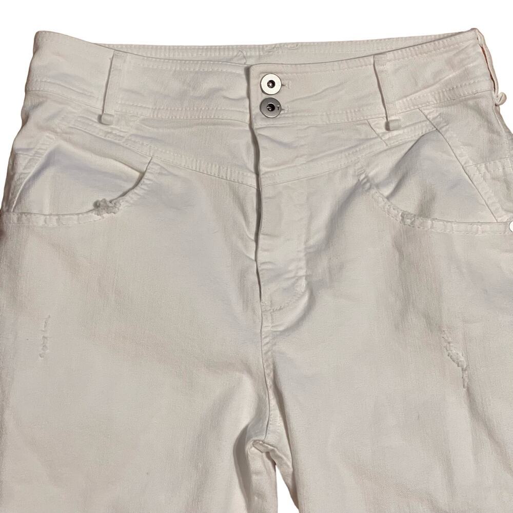 Pilcro White Denim Jeans Size 29 Straight Leg High Rise Cropped Casual Stretch - Picture 3 of 9